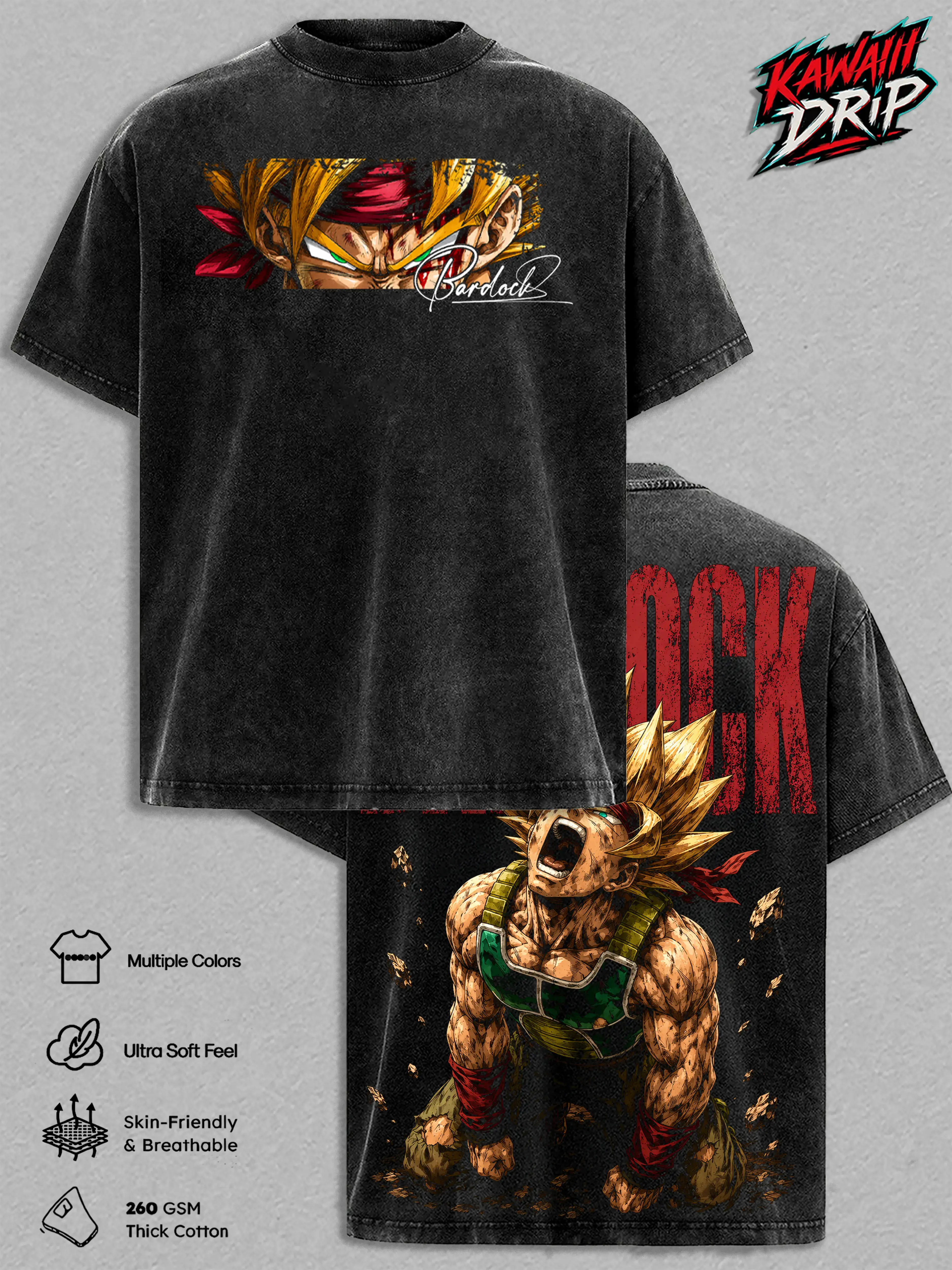 Bardock DBZ Shirt | Vintage Washed Graphic Tee | Heavyweight Cotton Streetwear Top | Oversized Father of Goku Tee | Cool Gift for Anime Fans 2026