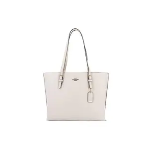 COACH Mollie Leather Tote Bag with Brand Logo for Women in White