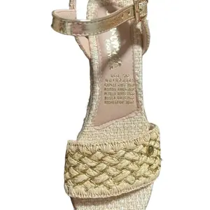 Dewoman Wedge - Gold Toned Fashion Shoe with Unique Braided Design and Ankle Strap