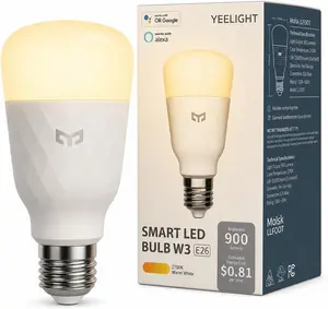 YEELIGHT Smart Light Bulbs, 2700K Warm White Dimmable LED Light Bulb 60W Equivalent, 900LM, E26, Timing Function, WiFi & Bluetooth LED Bulbs, APP Control Work with Alexa and Google Assistant, 1 Pack