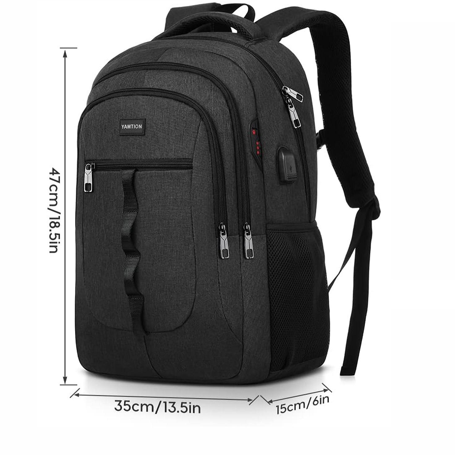 YAMTION Laptop Backpack with USB & Headphone Jack | Anti-theft Water Resistant Travel Backpack with Luggage Strap  Large Capacity School Backpack for College Students | Breathable Business Laptop Backpack with Reflective Strips