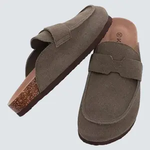 Women’s Cork Suede Clogs – Stylish Fashion Mules, Non-Slip Outdoor Slippers with Arch Support for All-Day Comfort