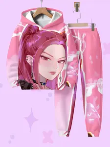 Girls' Hooded Sweatshirt Set, Spring & Fall Casual Wear, Warm Comfortable Fashion, Outdoor Perfect Choice