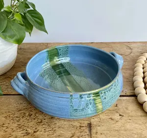 Green Pottery Baker Casserole Dish pottery handmade bakeware Green ceramic bakeware Green pottery baker beachy ceramic casserole shower gift