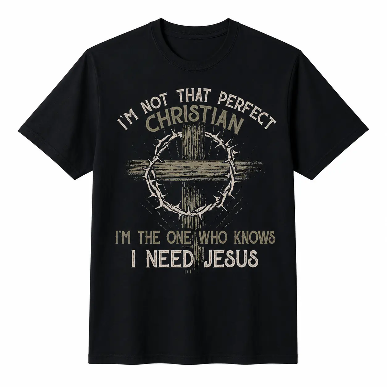 Unisex Short-Sleeve Christian Graphic T-Shirt with Quote Print, Vibe-Focused Sports Top, Soft Lightweight Breathable Fabric for Comfortable Fit, Shortsleeve, Smooth, Classic, Tshirt