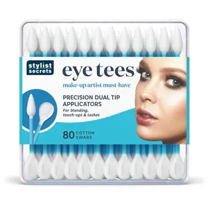 Fran Wilson EYE TEES COTTON TIPS 80 Count - Precision Makeup Applicator, Double-sided Swabs with Pointed and Rounded Ends for Perfect Blending, Effective Cleaning and Precise Touch-ups