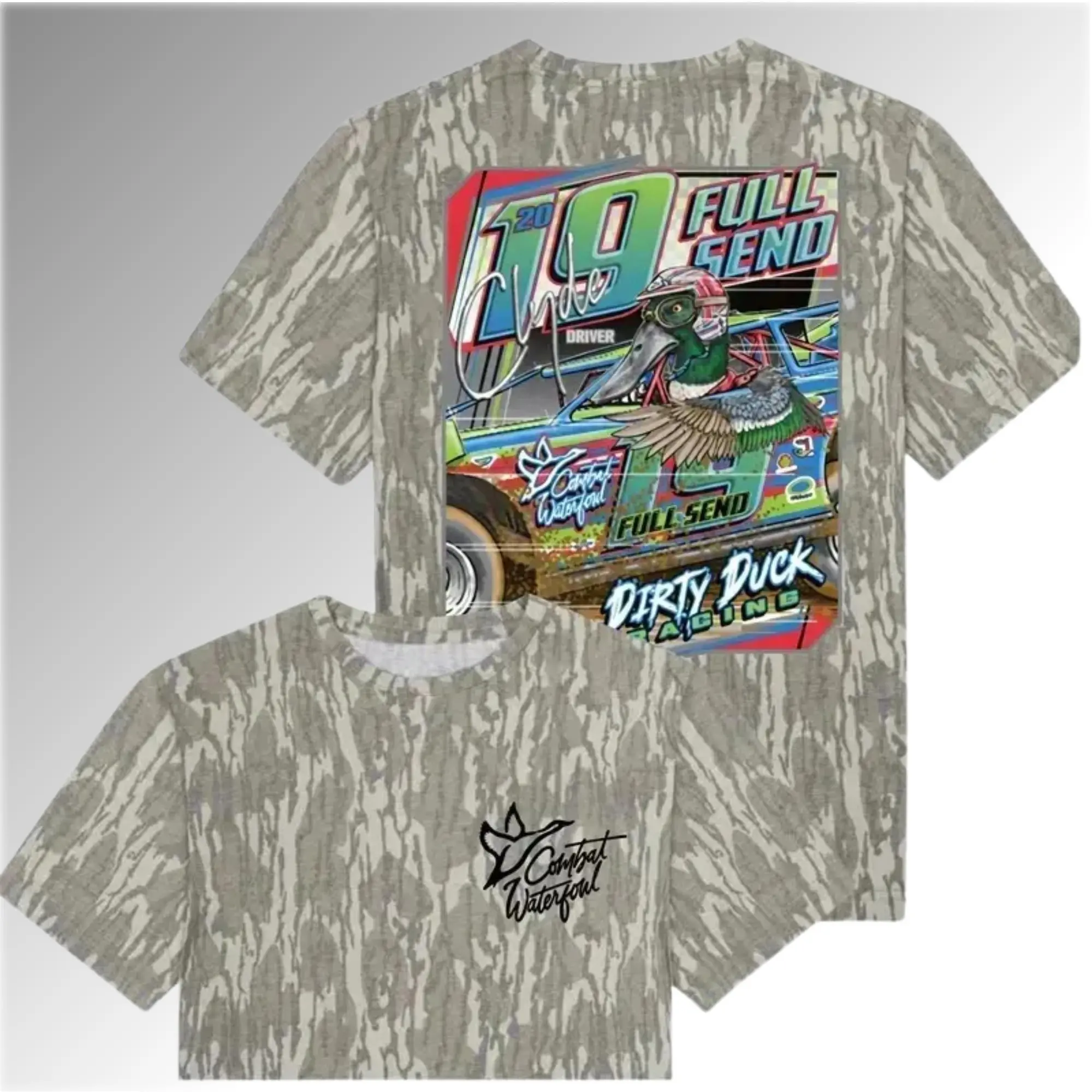 Mossy Oak Bottomland Combat Waterfowl Dirty Duck T-Shirt, Duck Camo Tee, Men's Mossy Oak Wood Camouflage Outdoor Shirt, Gift for Dad, Gift for Him