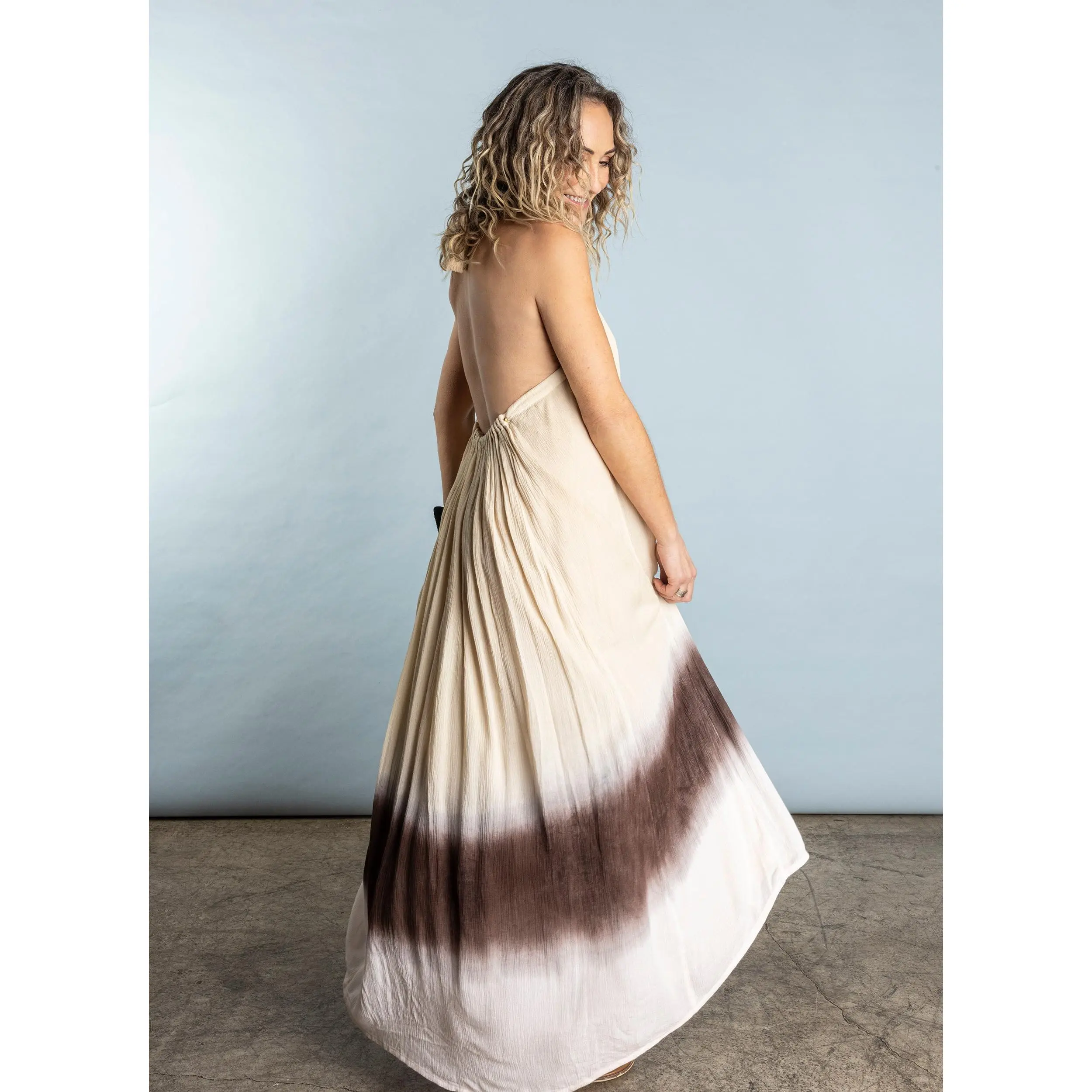 corset cowl neck maxi dress Misha Light Yellow