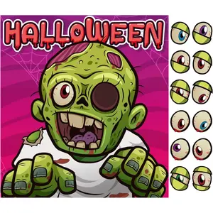 Halloween Games for Kids - Pin The Eyeball on The Zombie Game |   Halloween Crafts Toys Gifts Birthday Party Supplies for Kids |   HALLOWEEN Treats Activities Party Favors Decorations for Family