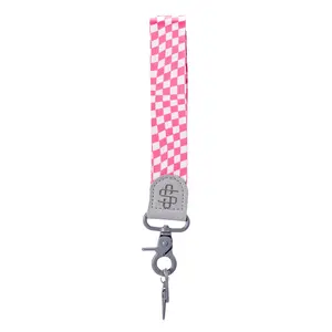 Pink Checkered Keyfob Keychain