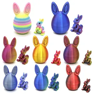 Easter 3D Printed Bunny Egg Miniature Set, Mini Cute Surprise Eggs, Colorful Rabbit Basket Filler, Perfect for Easter Spring Party Gift