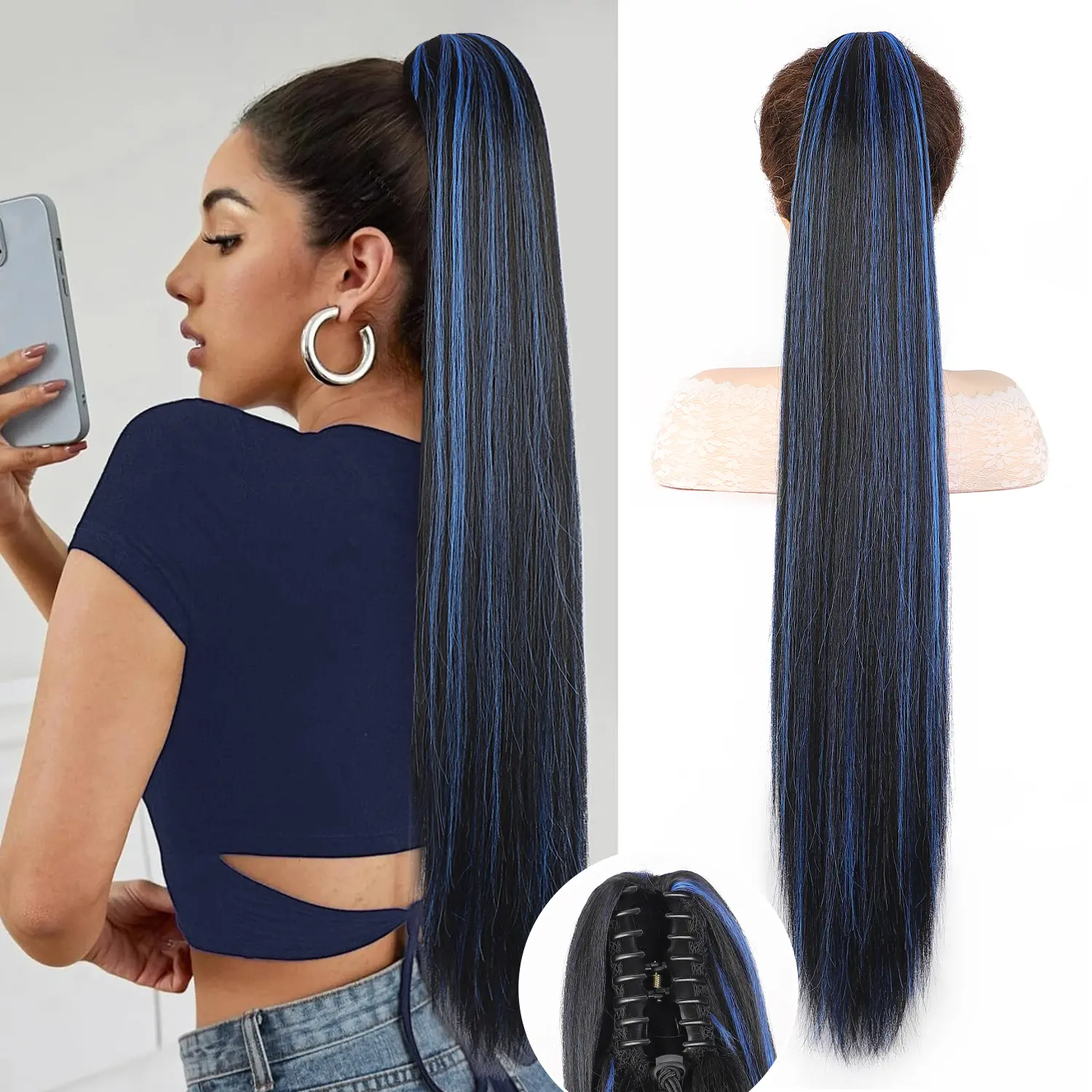30inch-S Black with Blue Highlights