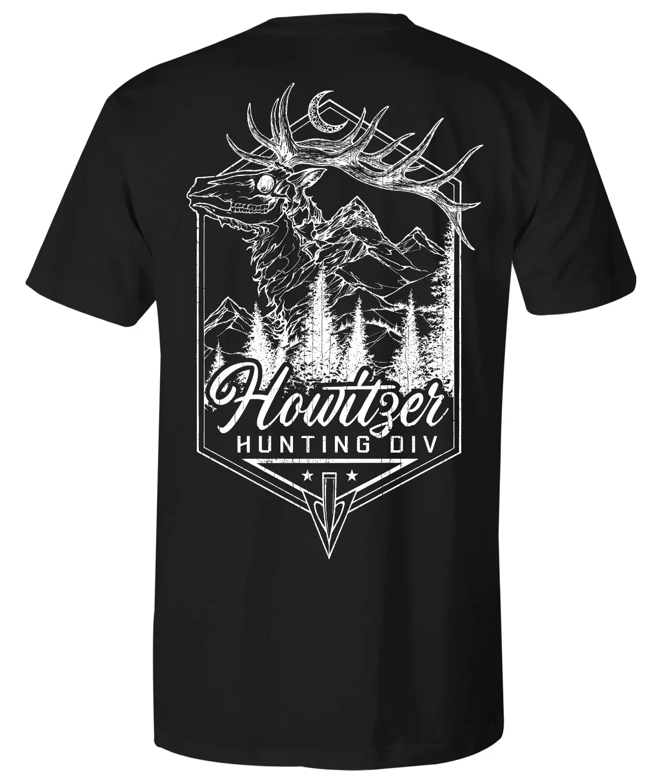 Howitzer Men's Elk Mountain Graphic Short-Sleeve T-Shirt, Tagless Premium Fit Casual Tee in 100% Combed Ringspun Cotton, Mountain Graphic Men's Short-Sleeve T-Shirts