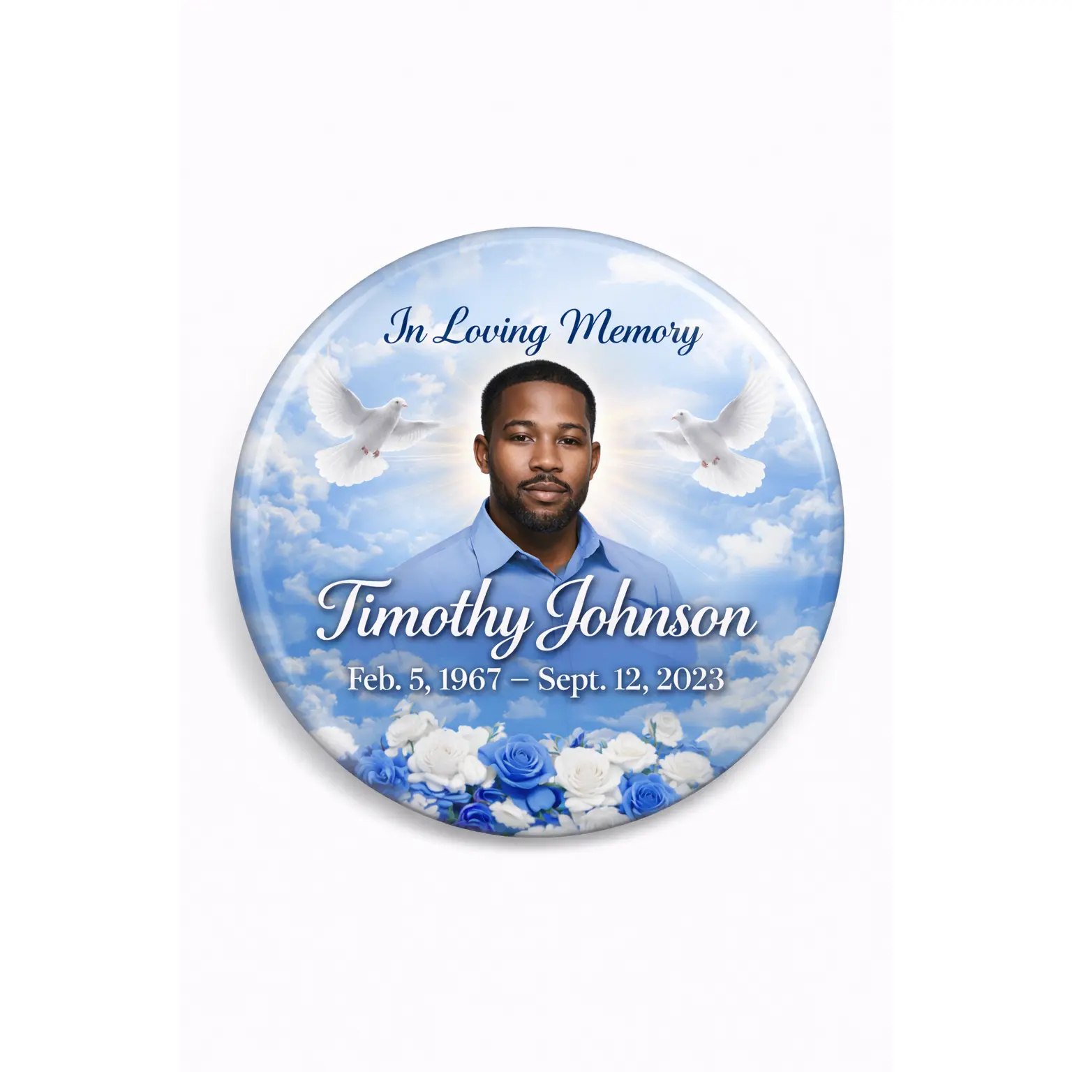 Memorial Buttons – Personalized Tribute Buttons – Funeral Keepsake Pins