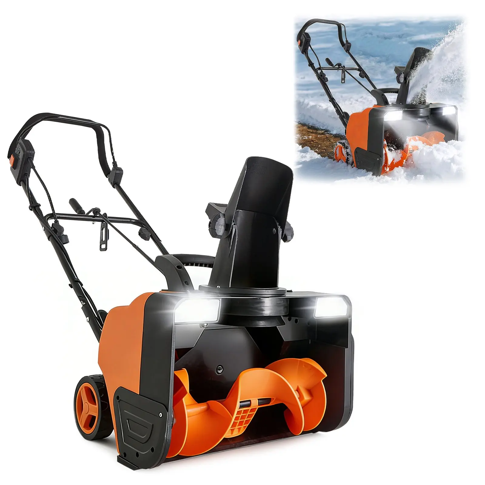 VEVOR Electric Snow Blower, 20 inch 15A Corded Snow Thrower with Dual LED Headlights 180 Rotating Chute, 25FT Throwing Distance, 12 Depth Clearing, Walk-Behind Snowblower for Driveway Sidewalk
