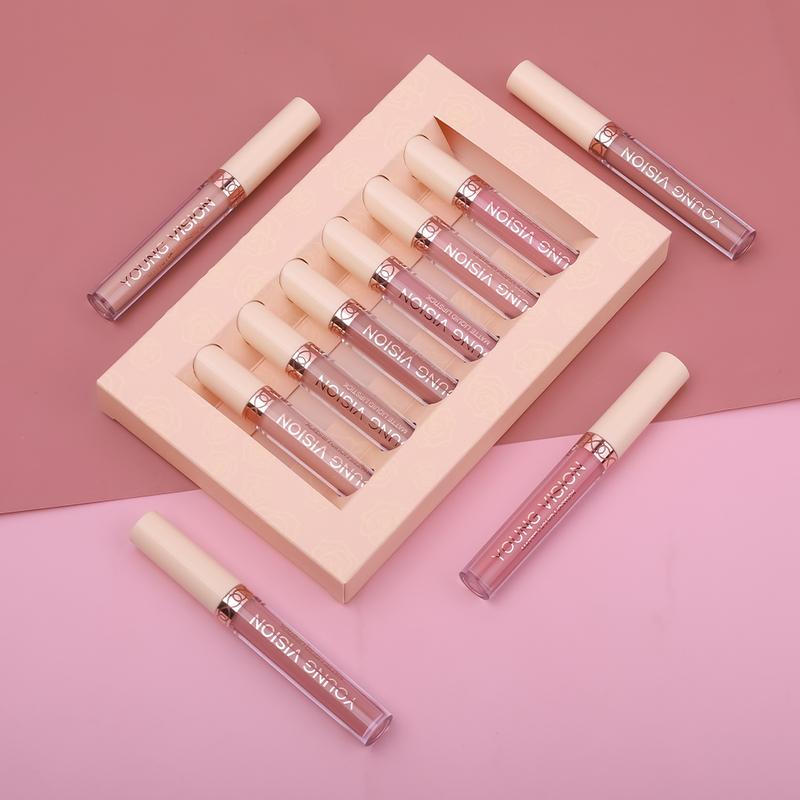 6-Piece Matte Liquid Lipstick Rose Lip Gloss Set, Velvet Lip Stain Kit, Nude Lipstick Long-Lasting Non-Stick Cup, Perfect for Daily Use