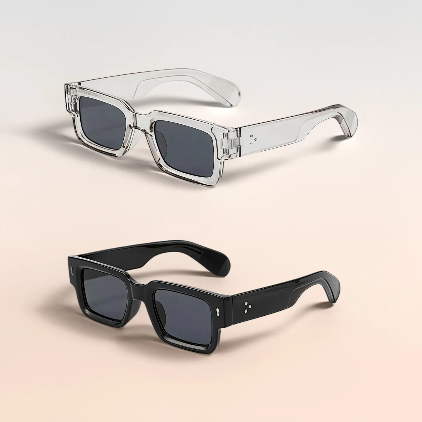 Christmas Gift 2PCS Retro Square Fashion Sunglasses for Women & Men Thick Frame Anti-Glare Sun Shades Ideal for Party Beach Travel Stylish Glasses Matte Black Gradient vintage casual sunglass