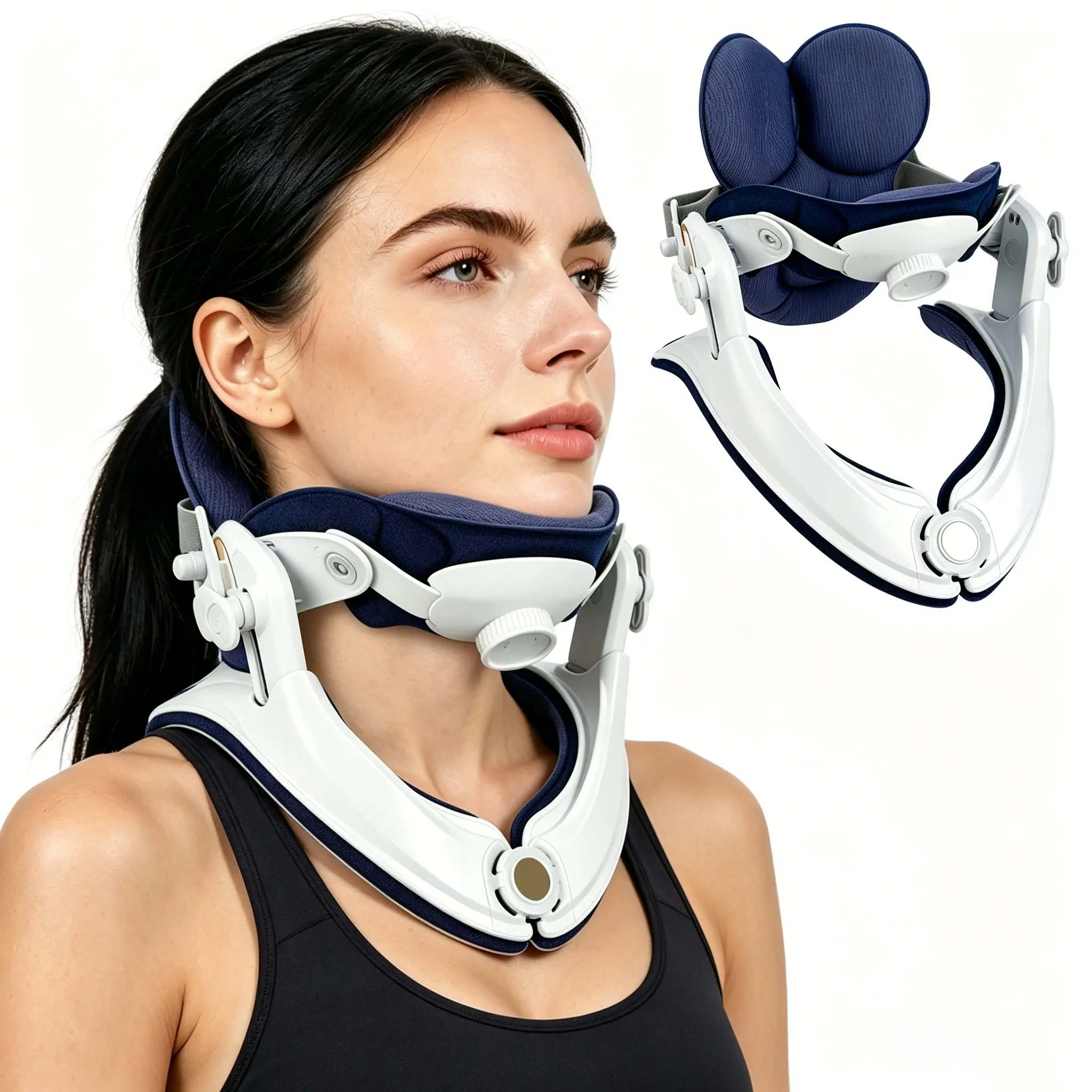 Adjustable Home-Use Cervical Traction Collar - Ergonomic Spine Support Brace with Soft Foam Padding, Lightweight Neck Stretcher for Chronic Neck Pain Relief, Correction, Herniated Disc