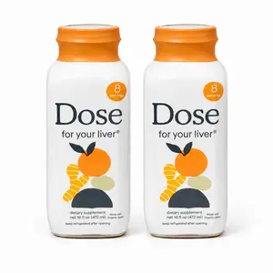 DOSE Liver Support Detox Liquid Supplement, USDA Organic Liver Cleanse with Milk Thistle, Turmeric, Dandelion & Ginger, Supports Digestion & Daily Wellness, Orange Flavor, 16 fl oz x 2 Bottles (32 fl oz Total)