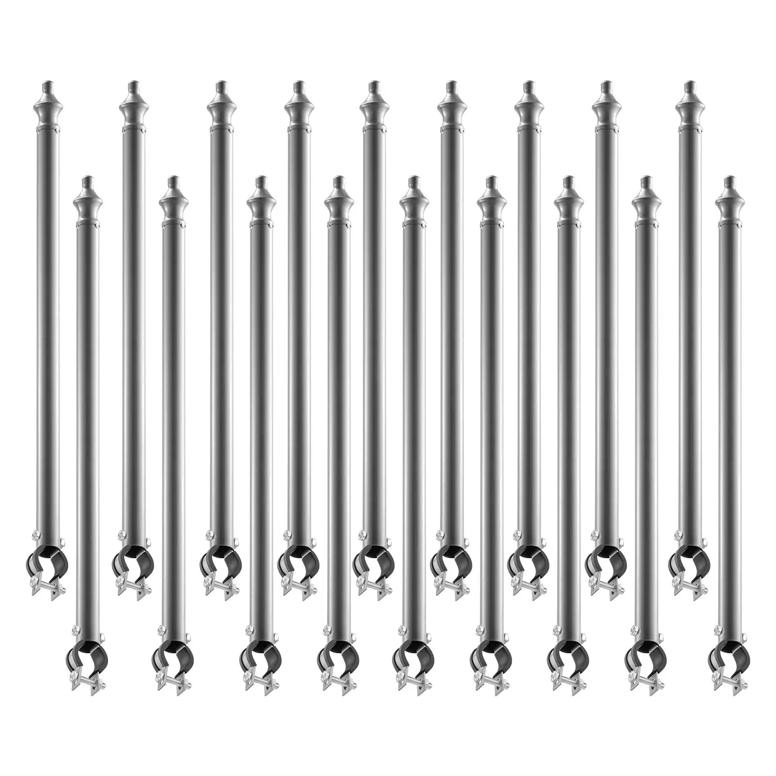 VEVOR Galvanized Steel Chain Link Fence Extensions, 18-Pack Bulk Round Tube, 27.4" High Weatherproof Powder Coated Extender for 1.3"-1.5" Top Rails, U Bracket & Barbed Wire Arm for Dog Containment, Bulk Pack