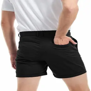 Kyn Apparel  Men's Summer Slim-fit 5" Inseam Flat-Front  Stretch Solid Color Chino Shorts