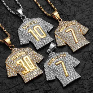 Messi Cristiano Ronaldo Neymar Mbappé Haaland Football Jersey Man Necklaces Stainless Steel Pendant Chain Jewelry  Wholesale