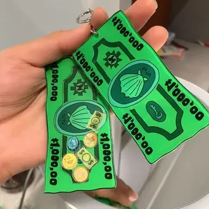 Under The Sea Currency Pendant Shaker Keychain Acrylic Moving Pendant with Gold Coin Deco Anime Convention Merch Personal Hobby