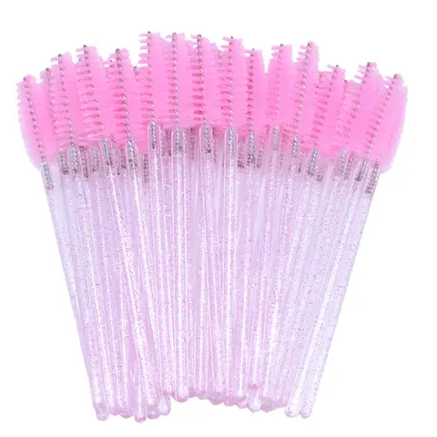 50pcs Disposable Eyelash & Eyebrow Brushes, Glitter Design Eyelash Brush Combs, Professional Makeup Brushes, Cosmetics Makeup Tools, Cosmetic Tools for Women, Beauty Care Tool, Summer Makeup Gift Set, Brush Combo, Face Makeup Accessories