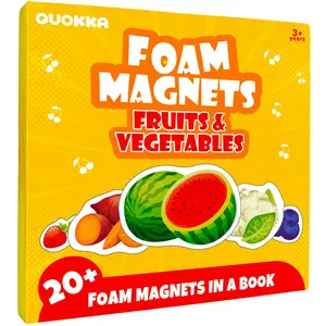 QUOKKA Travel Magnetic Puzzles for Toddlers 1-3 – 20+Pcs Fruits & Vegetables Game – Fun Travel Game Toy for Kids