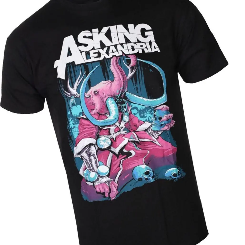 Asking Alexandria Tシャツ Lサイズ 100%コットン Asking Alexandria Elephant New Black T-Shirt Unisex Cotton Fabric