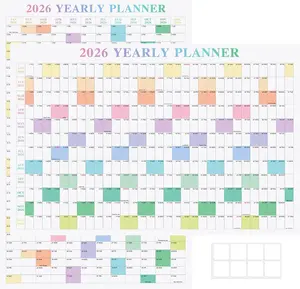 24" x 36" Exellewis 2026 Wall Calendar, Folded Large Paper Yearly Planner 12 Months, January to December 2026, 2-Sided Reversible Horizontal/Vertical School Office Business Year Calendar