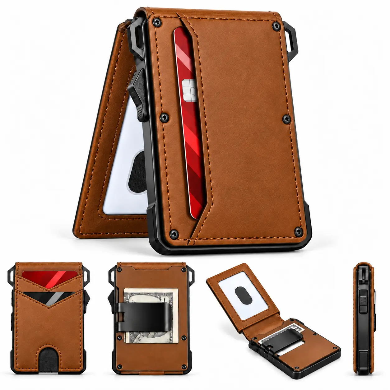 Men's RFID Bifold Slim EDC Front Pocket Card Holder - Durable Aerospace Aluminum, 5+ Slot Cash Clip, Party Gift for Boyfriend (Anniversary, Christmas,New Year),home decor