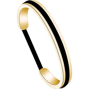 Handstamped Inspirational Message Hair Tie Bracelet Stainless Steel Grooved Cuff Bangle for Women Girls