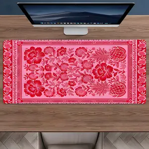 Elegant Red Floral Rug Large Gaming Mouse Pad,Aesthetic Desktop Drotection Pad,Washable Rubber Pad Non-Slip Lock Edge Multi-Size Mouse Pad, Desktop Accessory Suitable For Home Office,Good Gift for Family and Friends