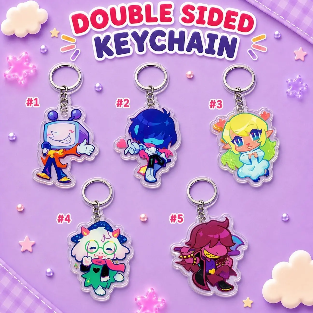 Double Sided Acrylic Keychain, Cute Chibi Character Keychain, Kawaii Anime Style Bag Charm, Backpack Pendant, Gift for Friends & Fans