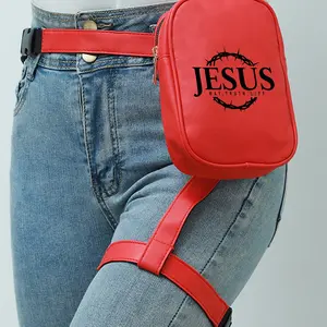 Jesus Thorn Crown Print Leg Bag, Adjustable Strap Motorcycle Crossbody Waist Pack, Multi-Scene Compatible Shoulder Bag
