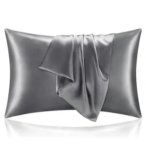 Satin Pillowcase for Hair and Skin, Super Soft and Cooling Similar to Silk Pillow Cases 2 Pack with Envelope Closure, Gift for Women Men(20"x30" Queen Size, Dark Grey)
