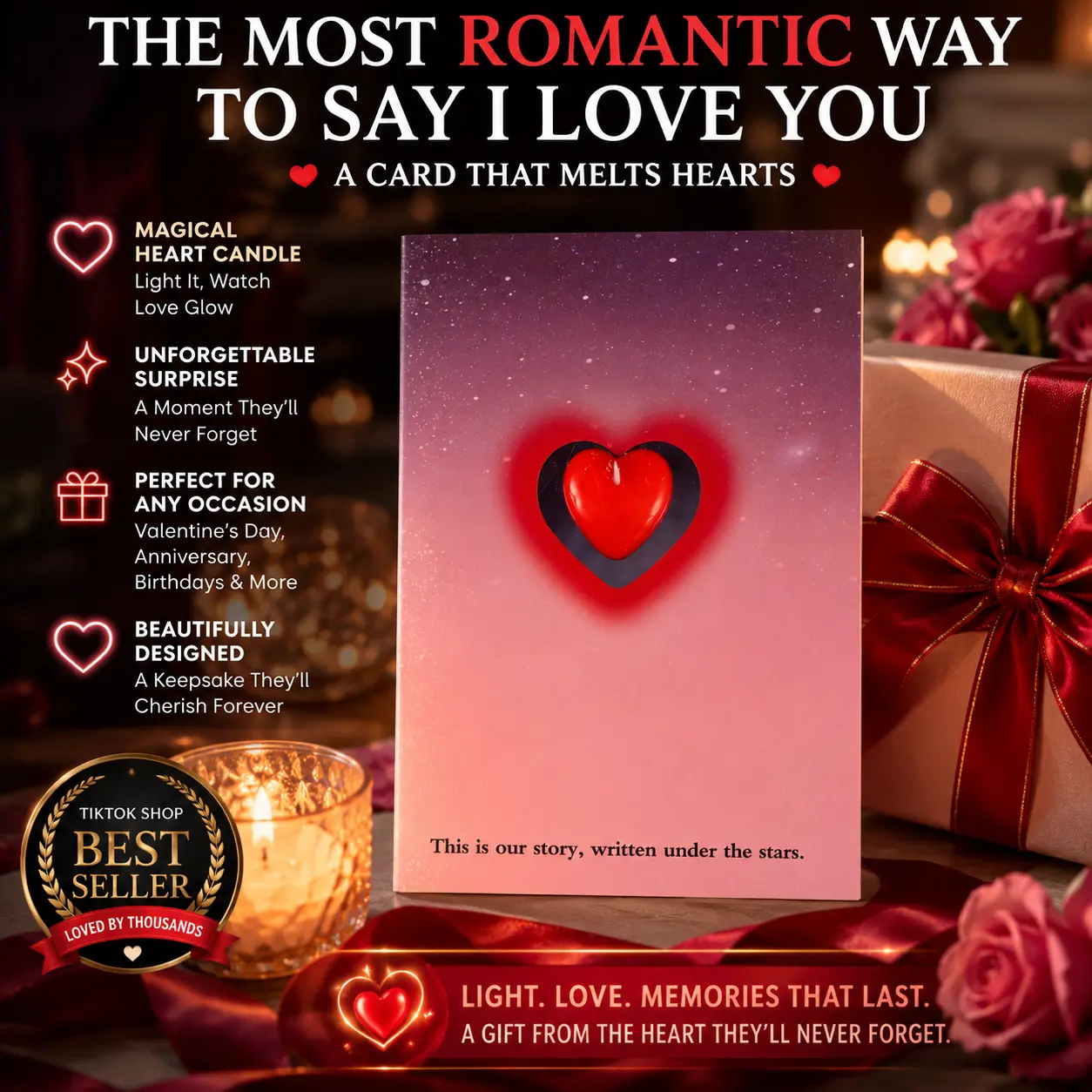 Magic Reveal Love Card – 3D Romantic Greeting Card with Burning Heart Candle & Hidden Water Message Surprise for Mother-In-Law, Birthday, Graduation, Wedding, Anniversary, Get well, Thank You,, Premium Design Gratitude Gift Luxurious Cardstock