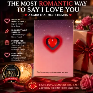 Magic Reveal Love Card – 3D Romantic Greeting Card with Burning Heart Candle & Hidden Water Message Surprise for Mother-In-Law, Birthday, Graduation, Wedding, Anniversary, Get well, Thank You,, Premium Design Gratitude Gift Luxurious Cardstock