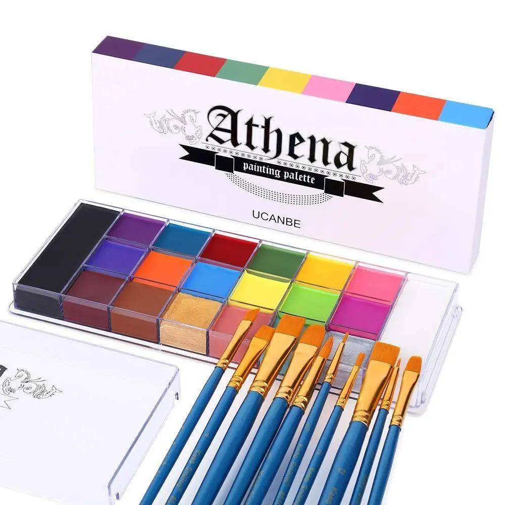 UCANBE Athena Face and Body Oil Paint Palette, Professional and Safe Skin-Friendly Non-Toxic Tattoo Halloween Special Effects Cosplay Makeup Kit for K