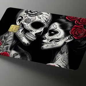Day of the Dead Romance Credit Card Skin Vinyl Decal Art Water Resistant UV Resistant Easy Application Made in the USA