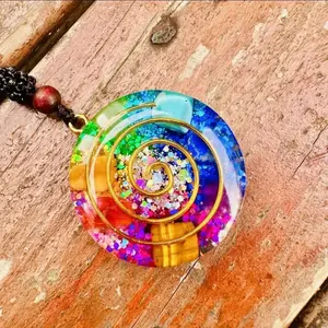 Natural 7 Chakra Rainbow Orgone Energy Pendant Necklace -Healing Crystal Protection Meditation Amulet Necklaces Chakrabalancingnecklace
