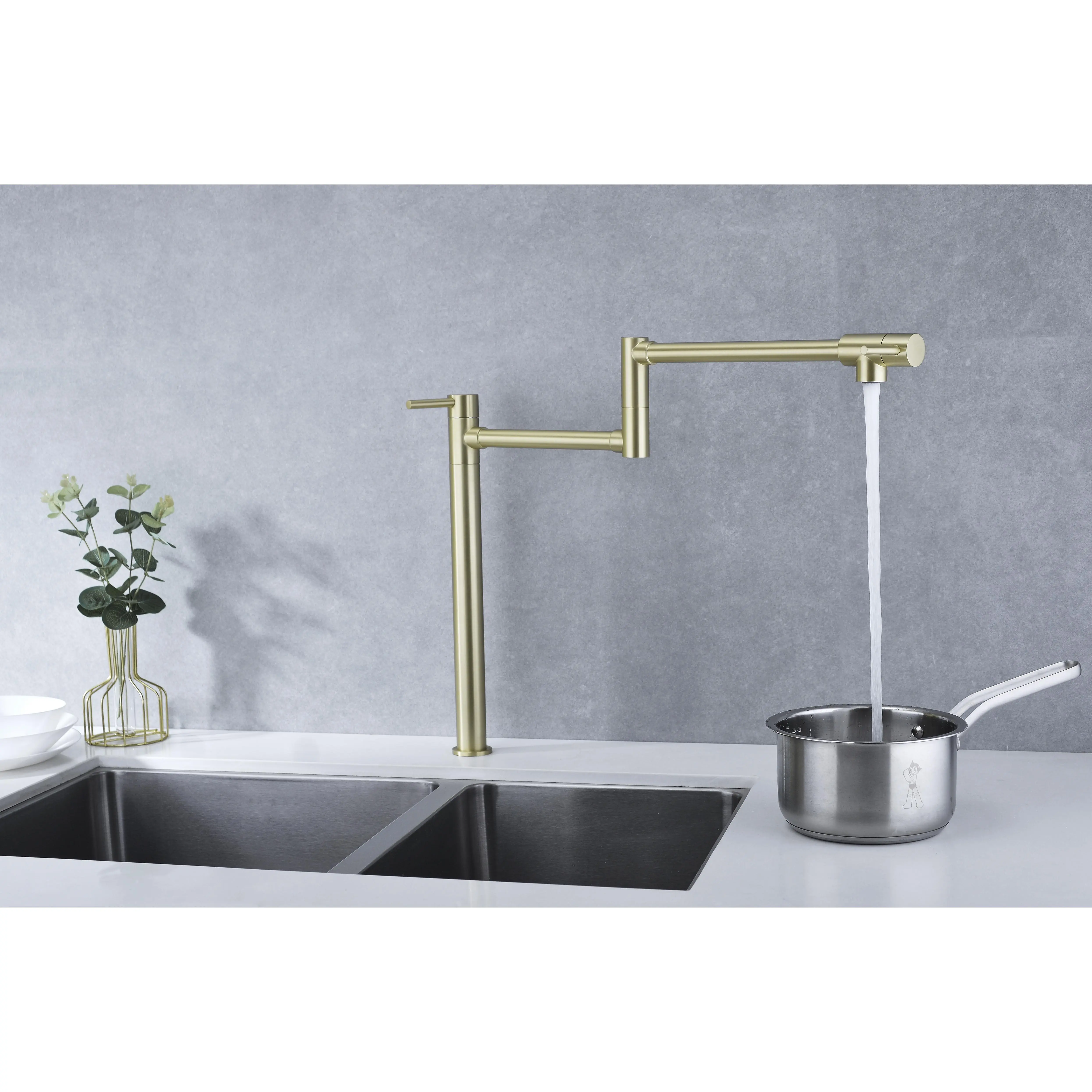 Pot Filler Faucet with Extension Shank Wall Mount Kitchen Sink Faucet Brass Chrome Finish Articulating Arm for Stove Cooking and Cleaning Multiple Size Options, Home Furniture and Household Product Search Terms for US Online Shopping