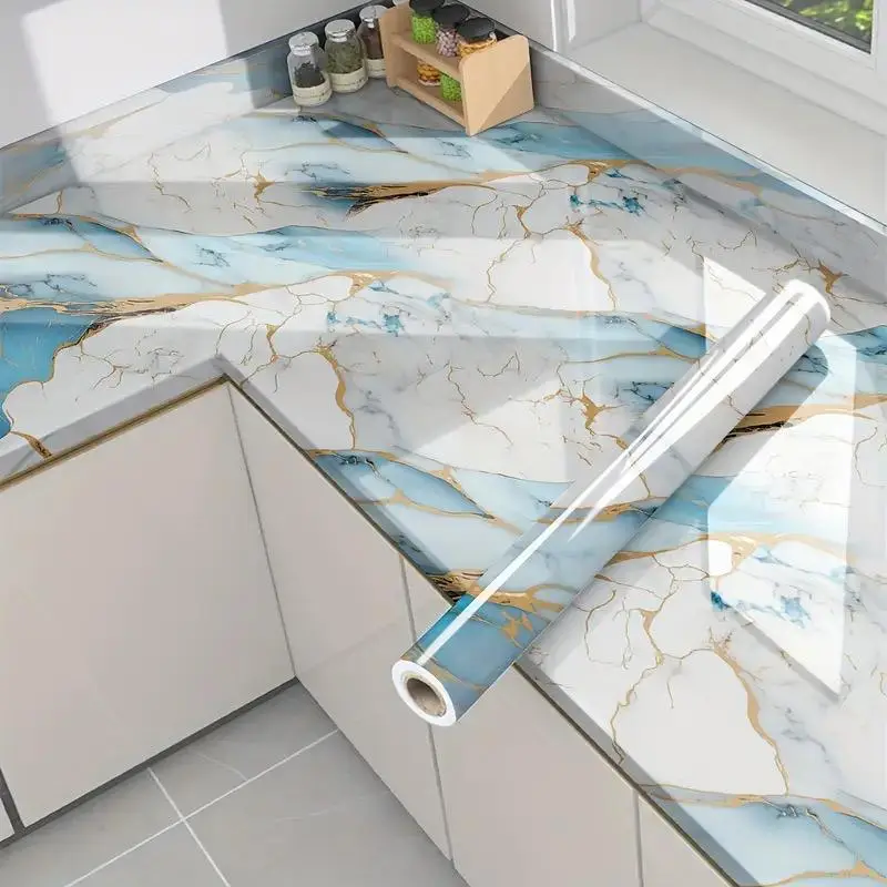 Self-adhesive Marble Pattern Wallpaper, 1 Roll Removable Waterproof Wall Sticker, Peel & Stick Wall Sticker for Rooms, Kitchens & Furniture, Decorativ