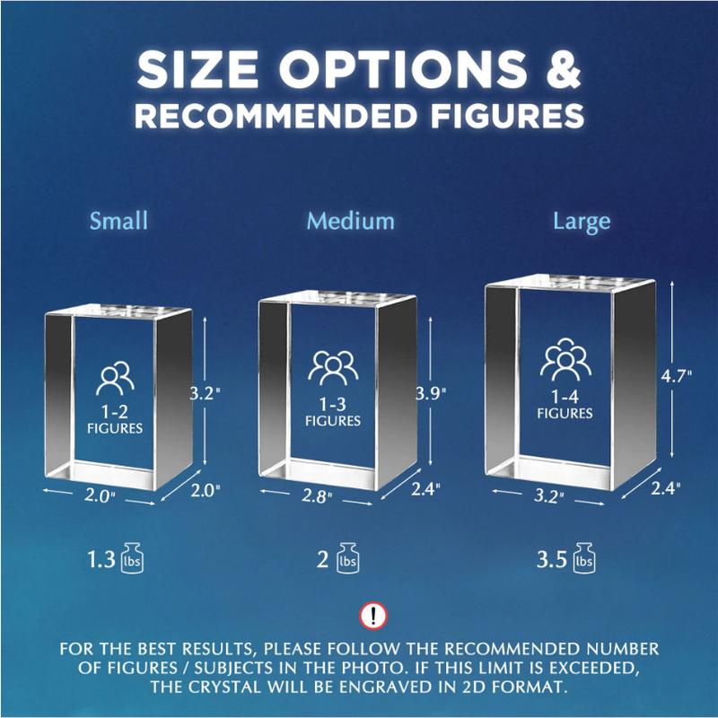 3D Crystal Photo Frame - Personalized Birthday, Wedding, Pet, Memorial, Mother's Day, Father's Day, Valentine's Day, Anniversary Gift with Free Multicolor Light Base