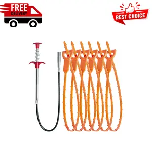 Hair Drain Clog Remover Tool – 6 × 25-Inch Sink Snake + 1 × 24-Inch Drain Cleaner Tool
