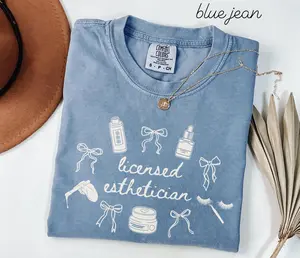 Esthetician Comfort Colors Shirt • Coquette Licensed Esthetician Work Tshirt • Esthetician Gifts • Skin Therapist Gift • Esthetics School Fabric Top Womenswear Fit