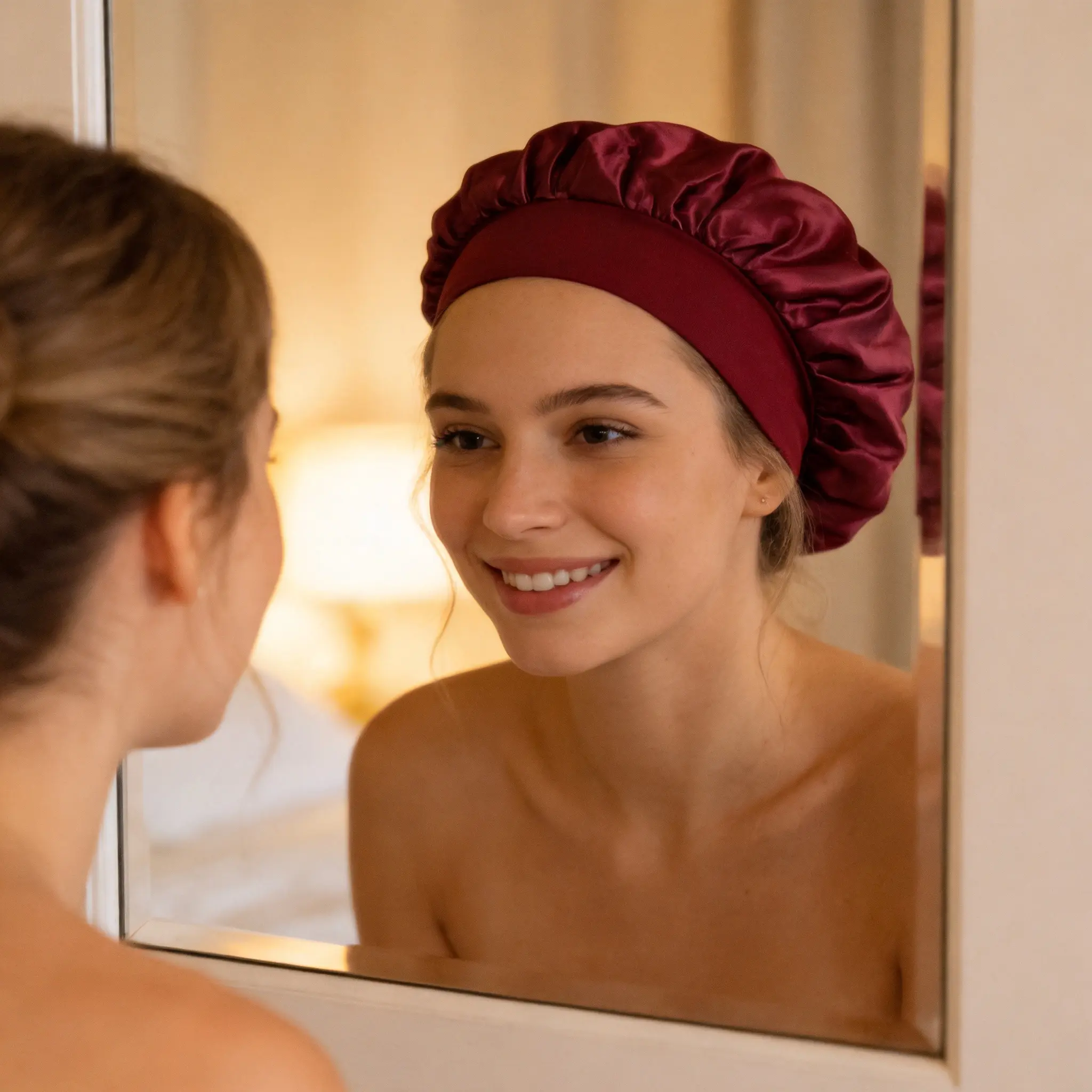 Soft Satin Sleep Caps - Polyester Composition, Neutral Color, Elastic Large Size, Suitable for Most Men And Women, Hair Care And Protection, Night Sleep And Hair Styling Accessories