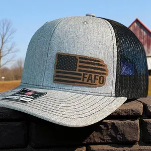 FAFO FLAG PATRIOTIC 2ND AMENDMENT 2A Side Leather Patch Hat