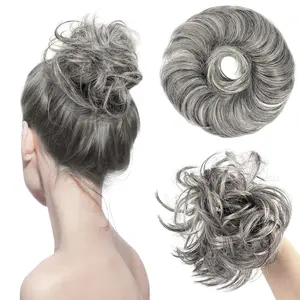 Hair Couture Messy Bun Synthetic Extension Piece Scrunchies Instant Updo Donut Chignons Scrunchy Curly Wavy Hairpiece for Women (Curly)